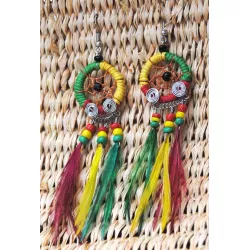 9921413 Boucles d'oreille rasta attrape-rêve