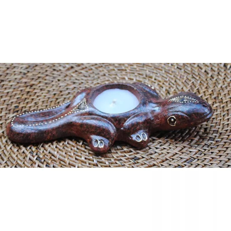 9961463 Bougeoir Gecko 19 cm terra cotta