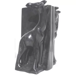 70626B Serre-livres girafe stéatite noire 15 cm